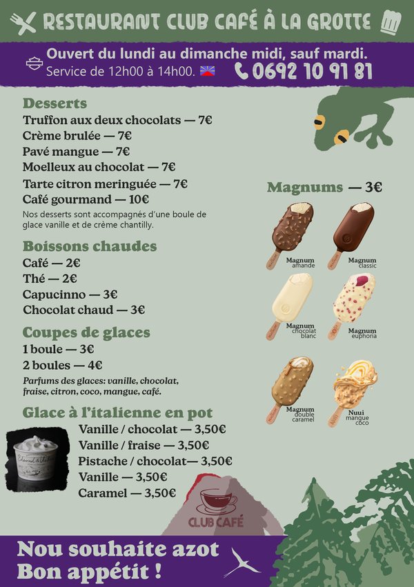 Grillades maison au Club Café