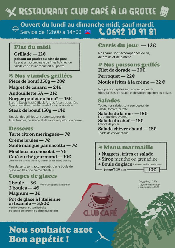 Boissons et cocktails au Club Café